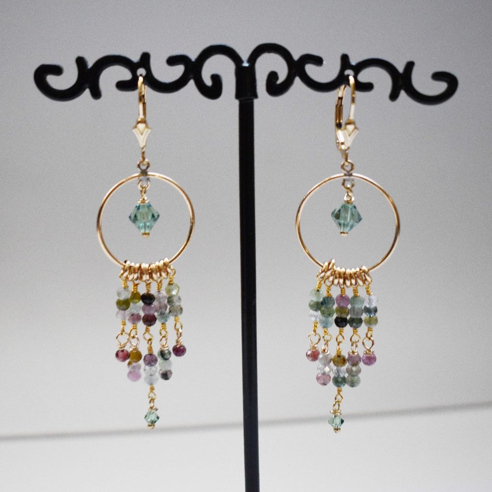 14K Gold Filled Tormaline Fringe Earrings